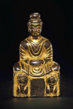 Бронзовая скульптура Будды Шакьямуни (9 см) , эпоха Шестнадцати государств (304—439 гг.)