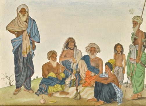 Иллюстрация из альбома Фрейзера: Хан Бахадур Хан с членами его клана, Индия, Дели или Харьяна, около 1816-20 гг. н.э.