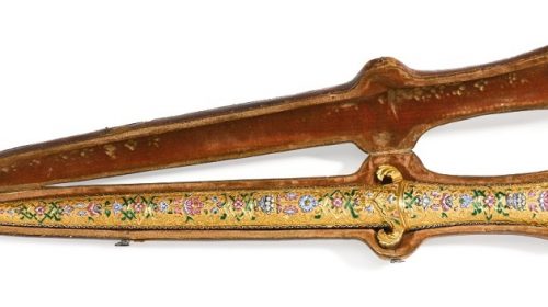 Османский эмалевый золотой кинжал с ножнами, Турция, 19 век.