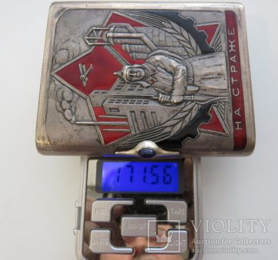 Портсигар СССР эмали, позолота, до 1940 года, серебро 171,56 грамм