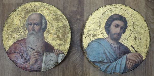 иконы XIX века «Иоанн Богослов» и «Евангелист Лука»