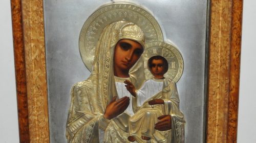 Икона Божией Матери, оклад серебро 84 пр.