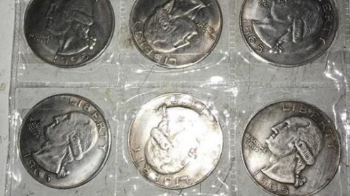 113 старинных монет разных годов выпуска, в частности доллары США XIX века, а также изделия из цветного металла: девять подсвечников, пять больших и одну маленькую подкову, часы, пять крестов и два изделия в виде насекомых