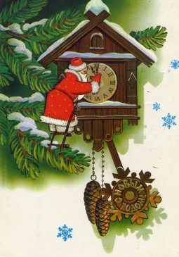 Дед Мороз на новогодних советских открытках