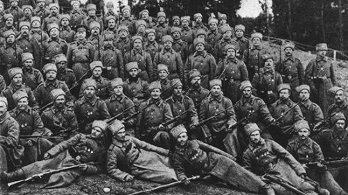 Георгиевские кавалеры гвардейского стрелкового полка. Юго-Западный фронт. 1915 год