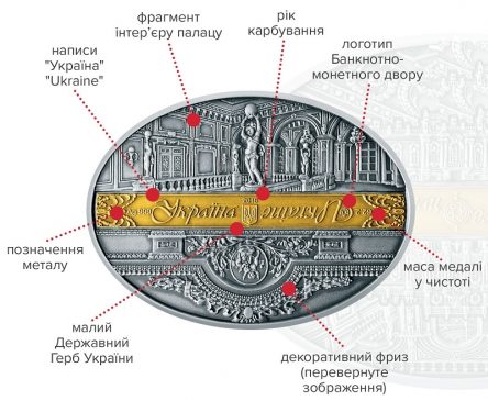 Памятная серебряная медаль "Маріїнський палац"