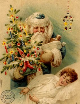 Дед Мороз на дореволюционной российской рождественской открытке