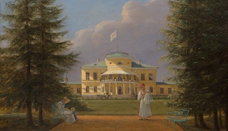 Вид главного дома со стороны парка в усадьбе Степановское-Волосово, А. Б. Куракин, 1839 год