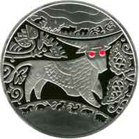 Монета номиналом 5 гривен 2009 года "Год Быка" ("Рік Бика")