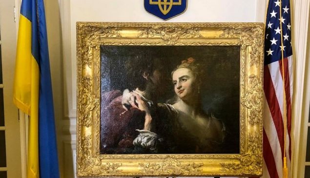 В Украину вернулась похищенная во время Второй мировой войны картина Пьера Луи Гудро «Влюбленная пара»