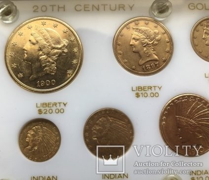 Набор золотых монет США: 20$; 10$; 5$; 2,5$