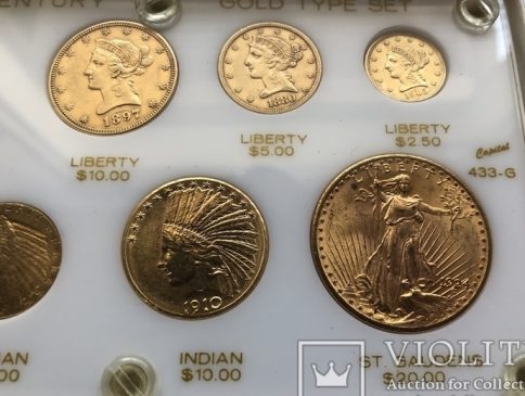 Набор золотых монет США: 20$; 10$; 5$; 2,5$